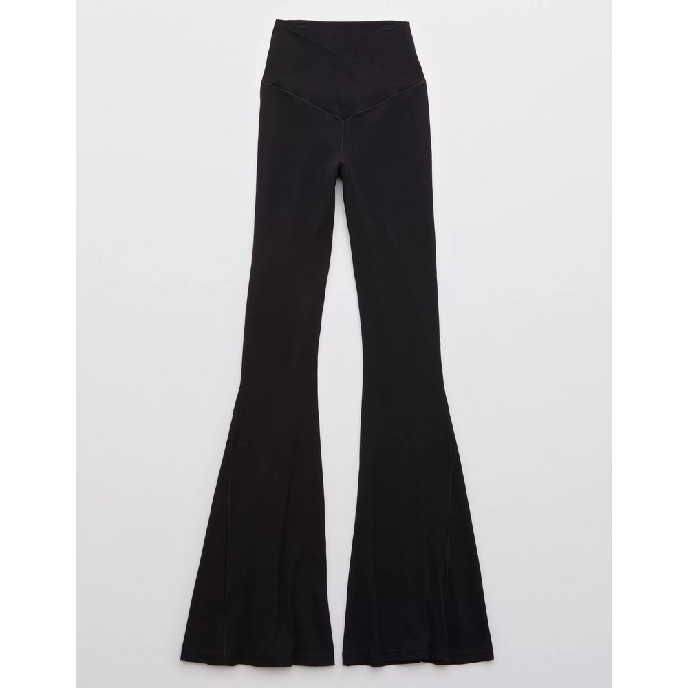 OFFLINE by Aerie Real Me Super Flare Crossover High Rise Leggings Black Size S/P